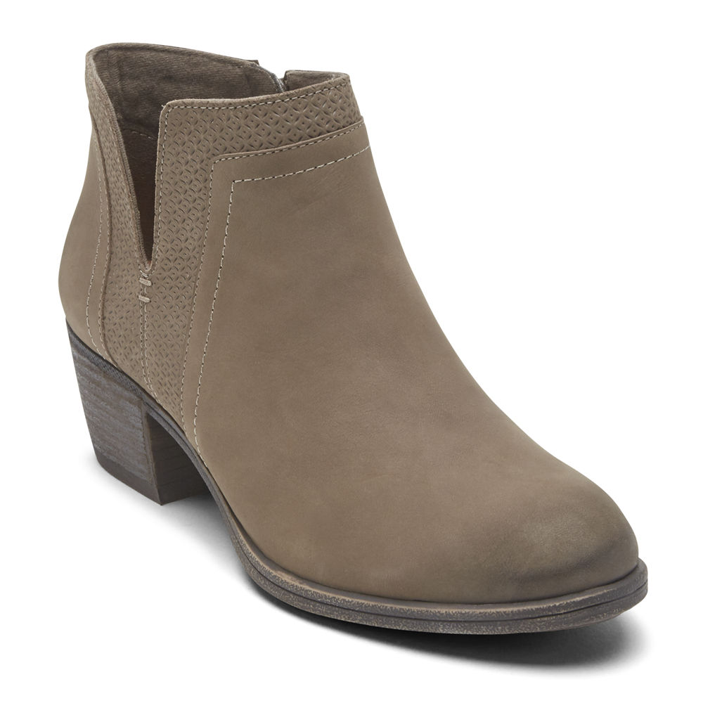 Rockport Womens Cobb Hill Anika V-Cut - Booties Grey - FZX358169